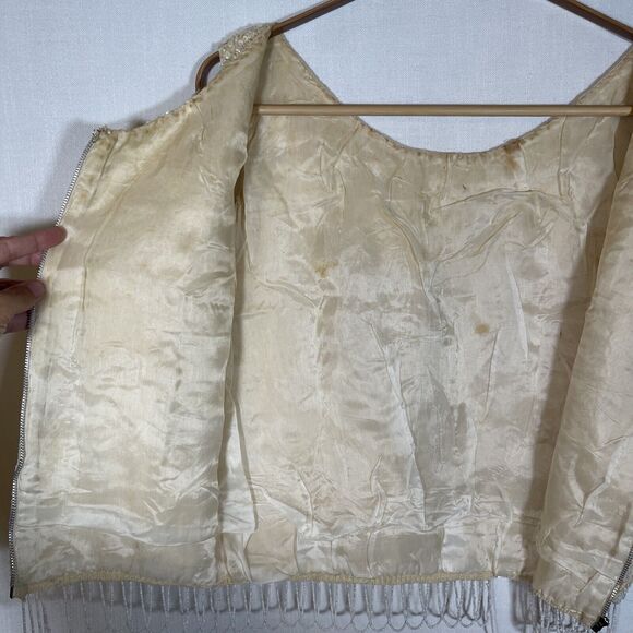 Vintage Hand-beaded tank top Iridescent handmade embellished 1960 blouse sequins - Picture 6 of 12